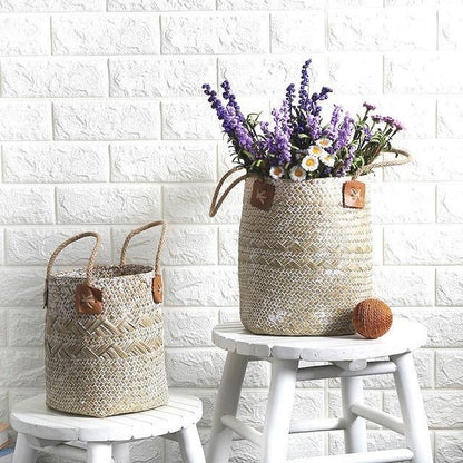 Seagrass Storage Bins with Rope Handles, view 2