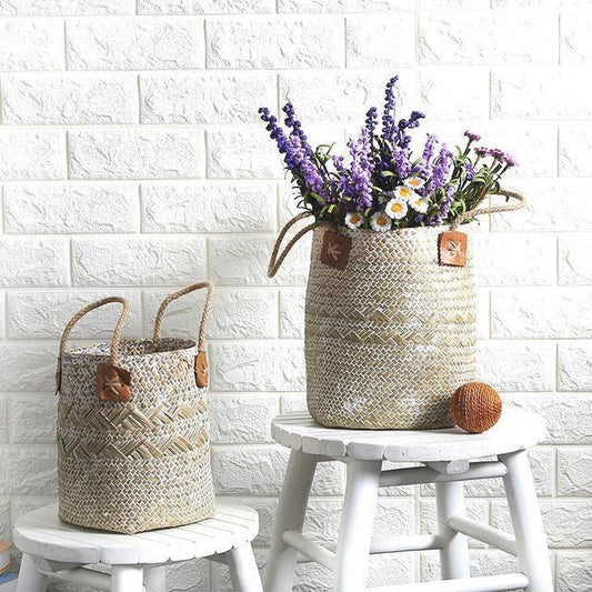 Seagrass Storage Bins with Rope Handles, view 2