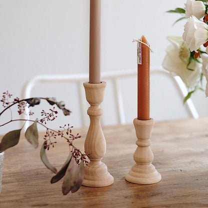 Wooden Taper Candle Holders, Short and Tall