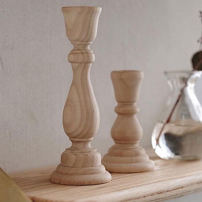 Wooden Taper Candle Holders, Short and Tall, view 4