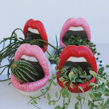 Lips Ceramic Planter for Small Succulents and Cacti, view 8