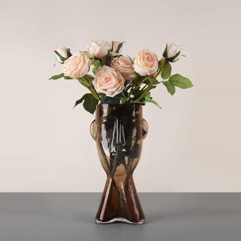 Handblown Glass Face Vase, Small 9.3 in or Large 12.5 in, view 9