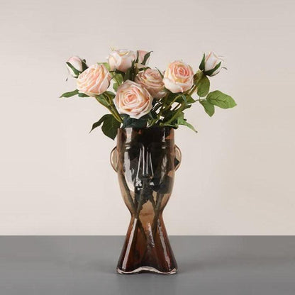 Handblown Glass Face Vase, Small 9.3 in or Large 12.5 in, view 9