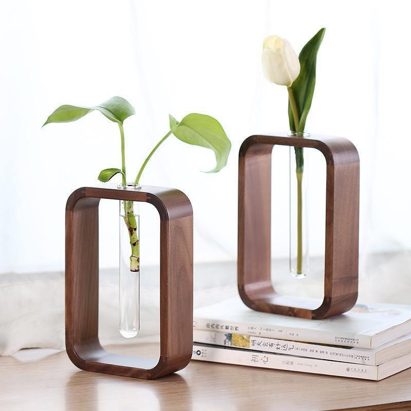 Wood Frame Propagation Vase with Glass Tube, view 2