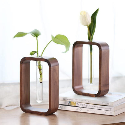 Wood Frame Propagation Vase with Glass Tube, view 2