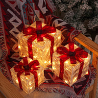 Light Up Christmas Gift Boxes, Set of 3 with LED Lights