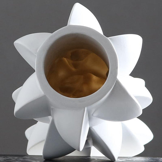 Abstract Petal Resin Vase in Black or White, view 2