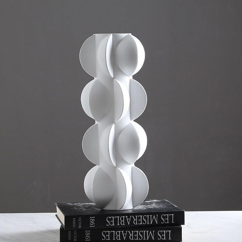 Abstract Petal Resin Vase in Black or White, view 4