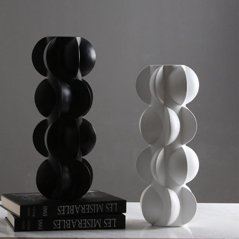Abstract Petal Resin Vase in Black or White