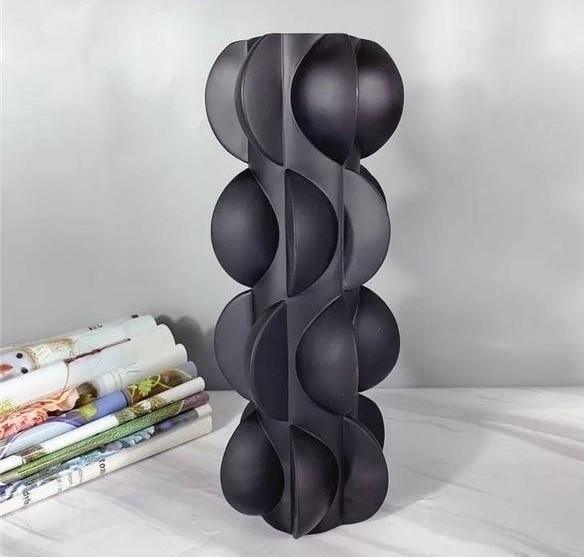Abstract Petal Resin Vase in Black or White, view 5
