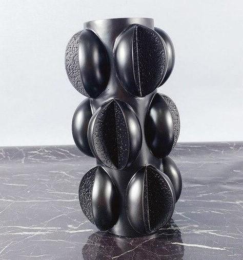 Abstract Petal Resin Vase in Black or White, view 7