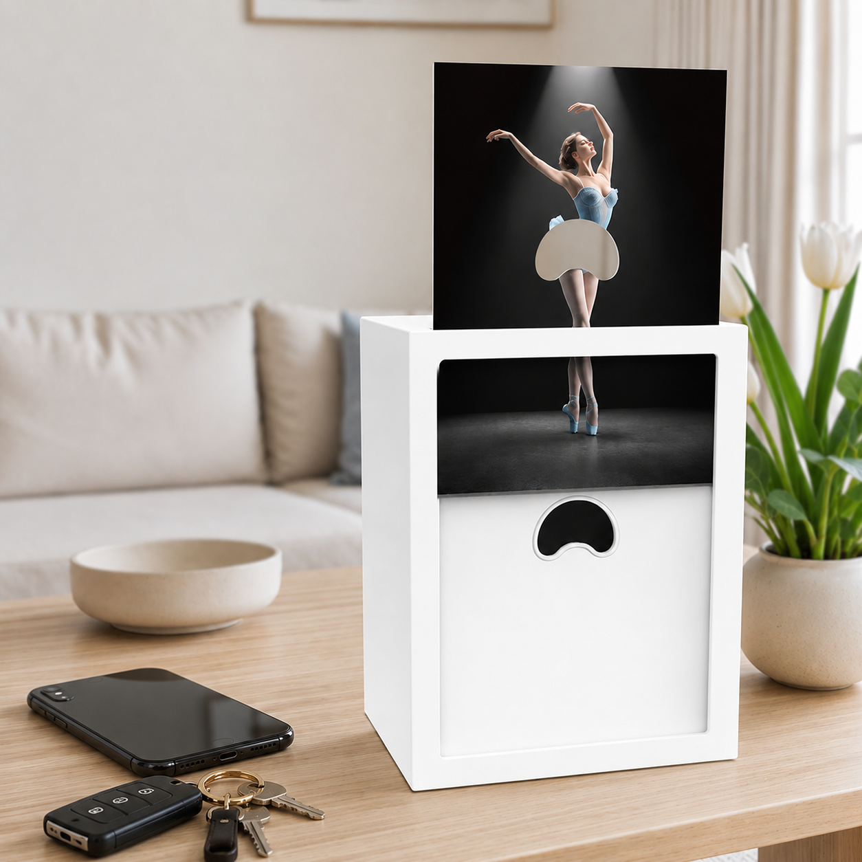 Ballerina Silhouette Wooden Tissue Box Cover, view 4