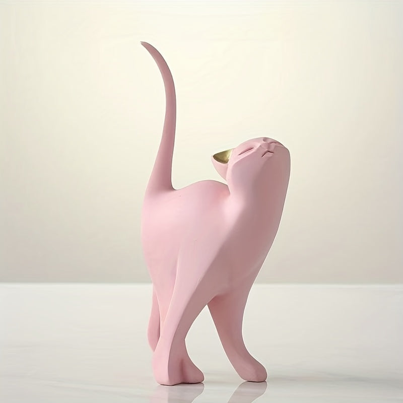 Minimalist Resin Cat Figurine, Two Poses, view 12