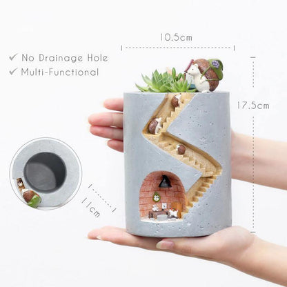 Animal Burrow Planter Pot in Resin, Hedgehog or Rabbit, view 7