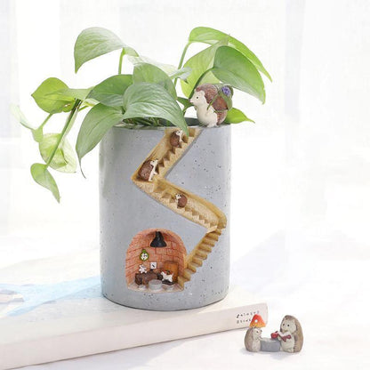 Animal Burrow Planter Pot in Resin, Hedgehog or Rabbit, view 8