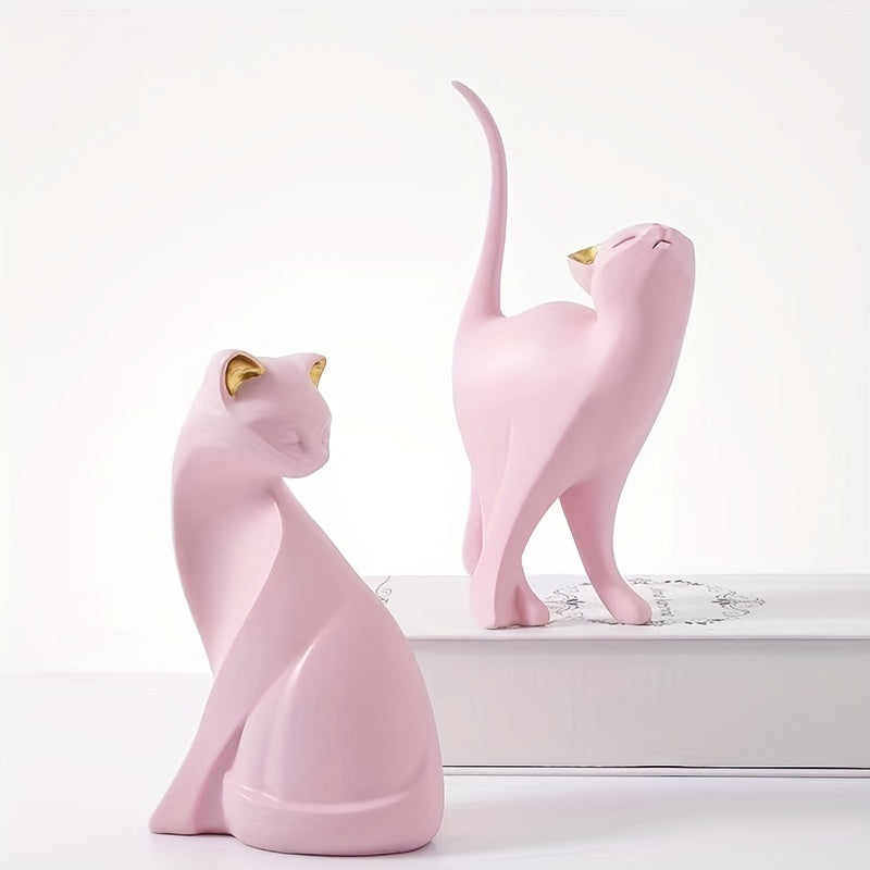 Minimalist Resin Cat Figurine, Two Poses, view 4