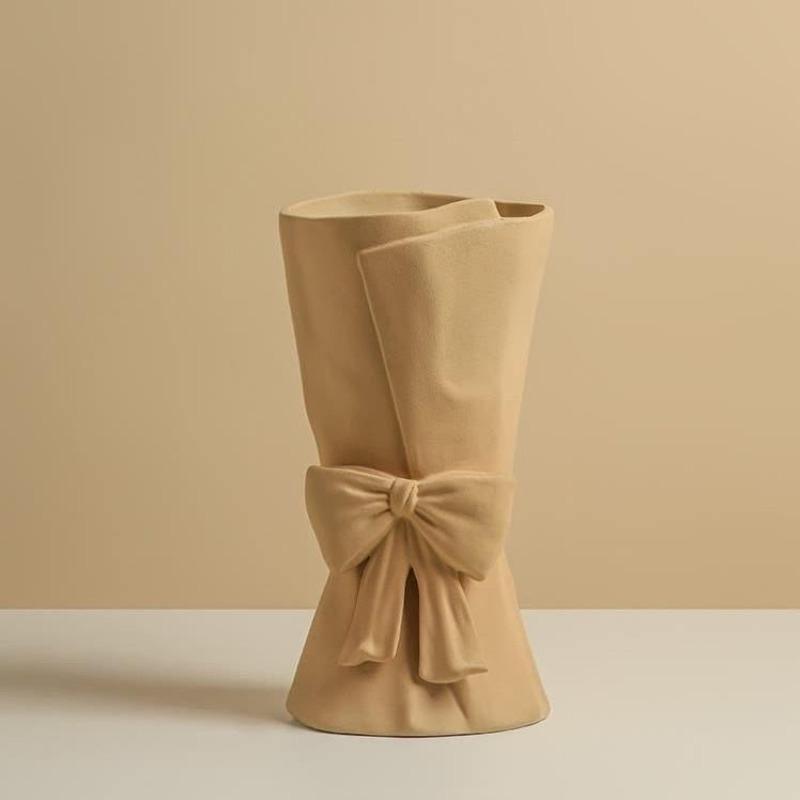 Bowknot Relief Porcelain Vase, Three Colors, view 2