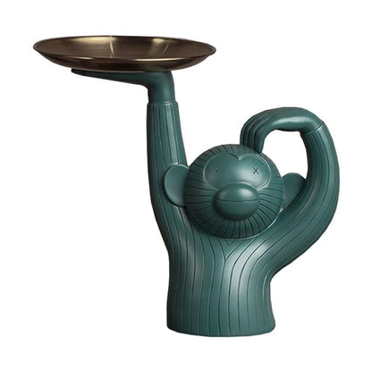 Standing Monkey Resin Tray with Round Dish, Pink or Teal, view 7