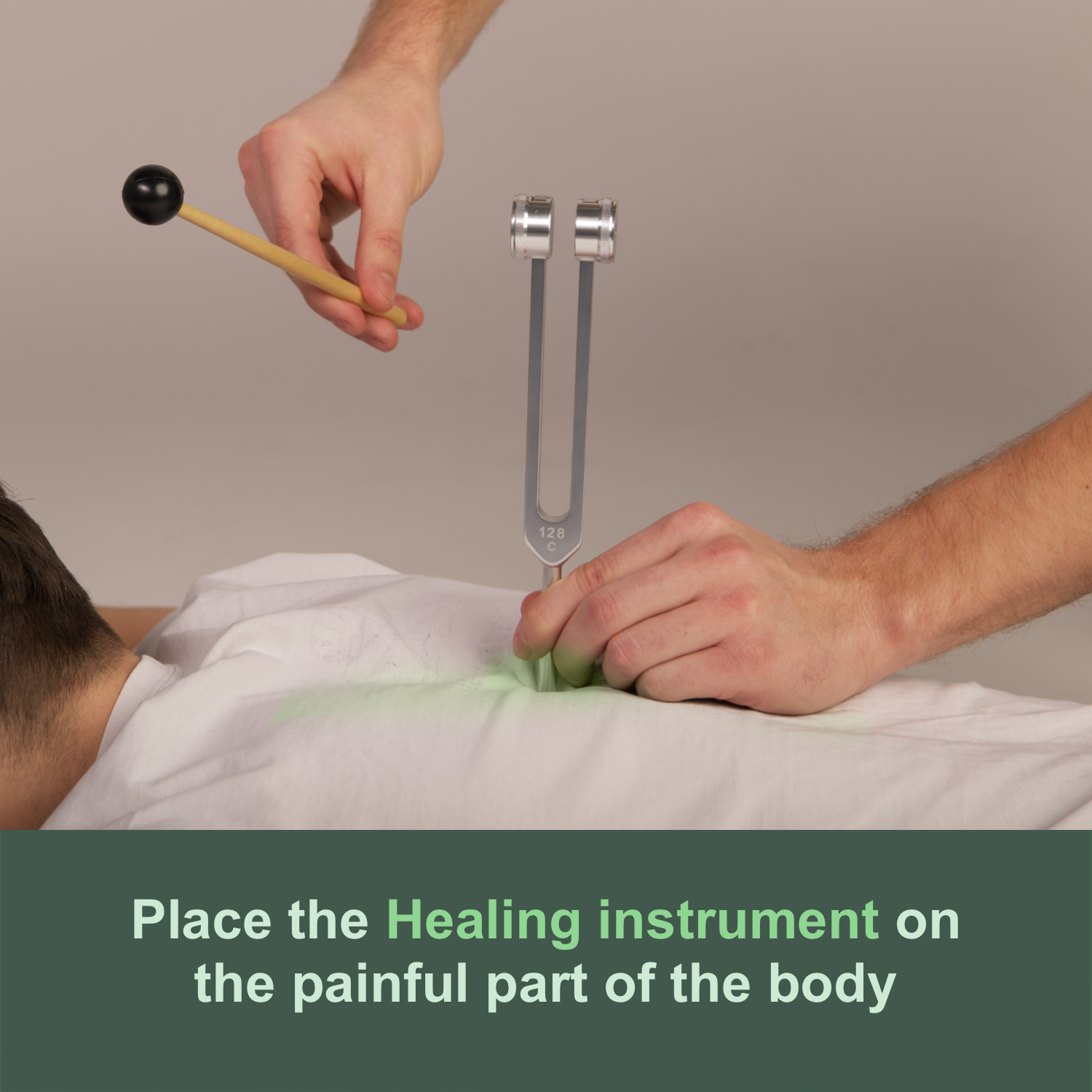 Weighted 128 Hz Tuning Fork with Mallet, 7.9 in, view 4