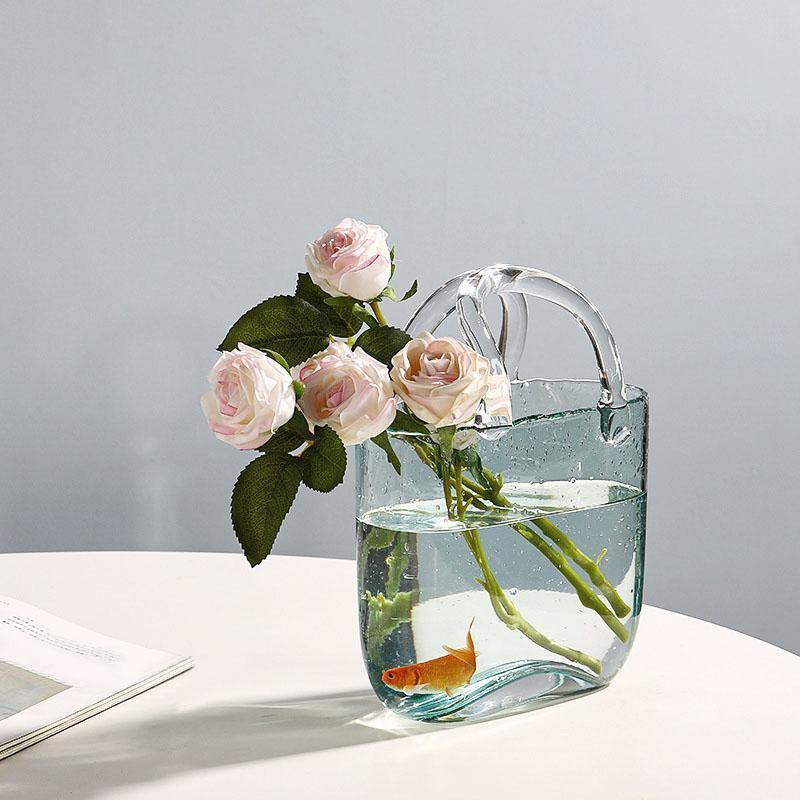 Handmade Glass Bag and Basket Vase, Four Shapes, view 5