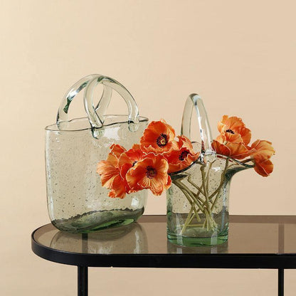 Handmade Glass Bag and Basket Vase, Four Shapes, view 8