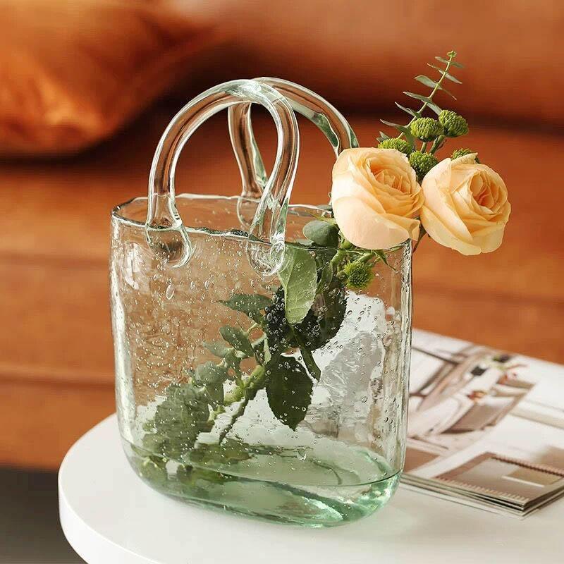 Handmade Glass Bag and Basket Vase, Four Shapes, view 2