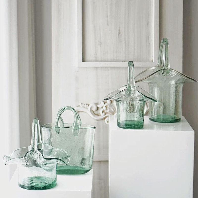 Handmade Glass Bag and Basket Vase, Four Shapes, view 9