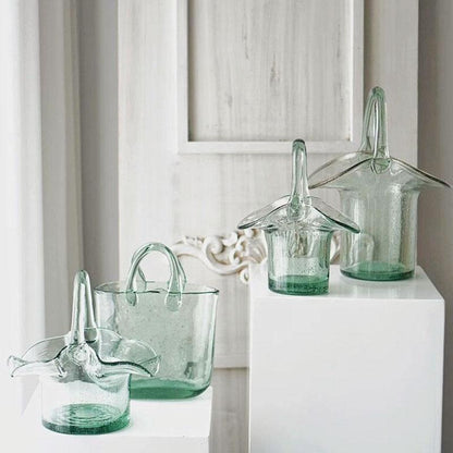 Handmade Glass Bag and Basket Vase, Four Shapes, view 9