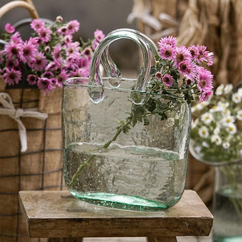 Handmade Glass Bag and Basket Vase, Four Shapes, view 3