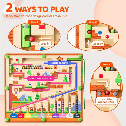 Wooden Magnetic Maze Board for Colors and Counting, view 5