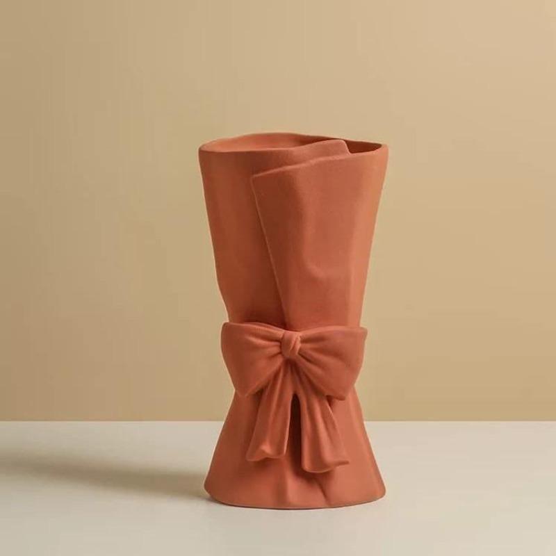 Bowknot Relief Porcelain Vase, Three Colors, view 11
