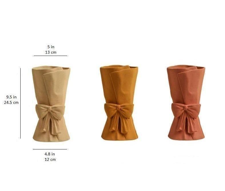 Bowknot Relief Porcelain Vase, Three Colors, view 12