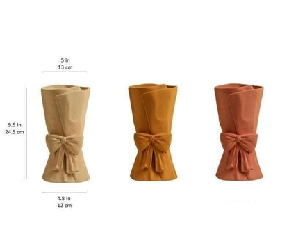 Bowknot Relief Porcelain Vase, Three Colors, view 12