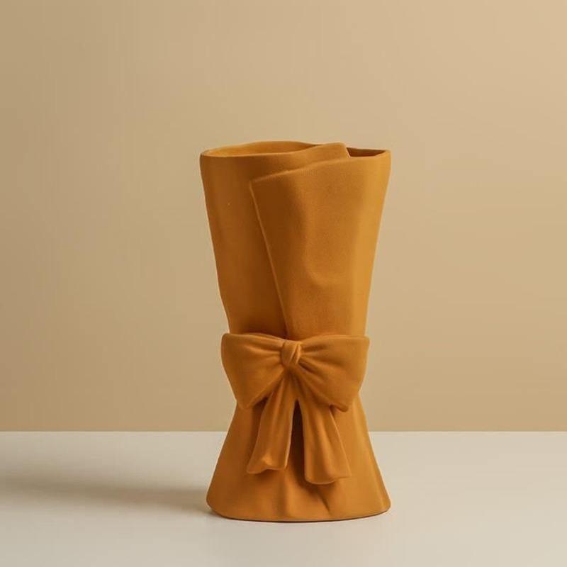 Bowknot Relief Porcelain Vase, Three Colors, view 6