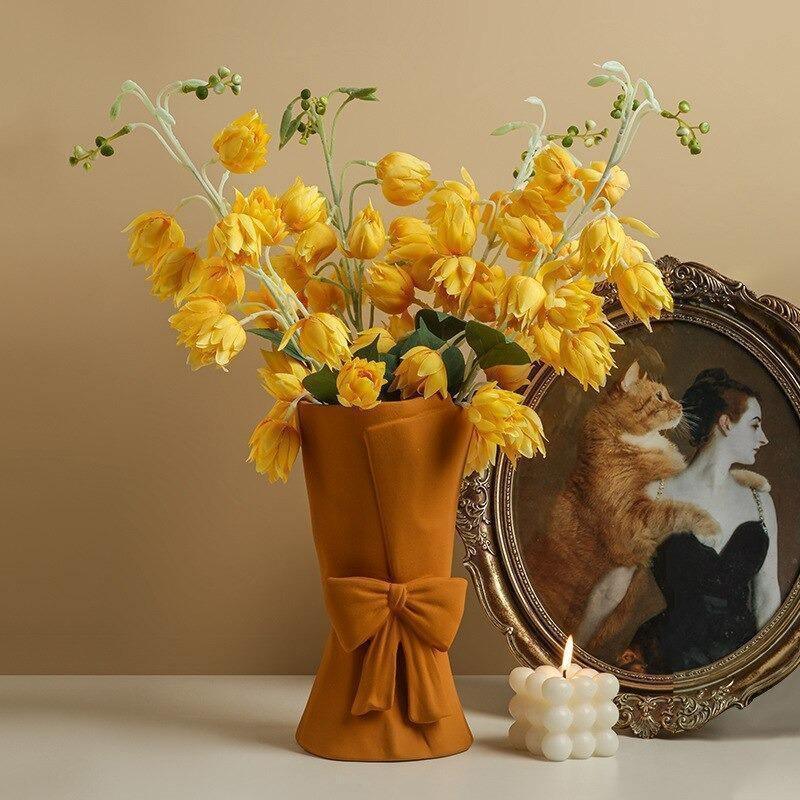 Bowknot Relief Porcelain Vase, Three Colors, view 7