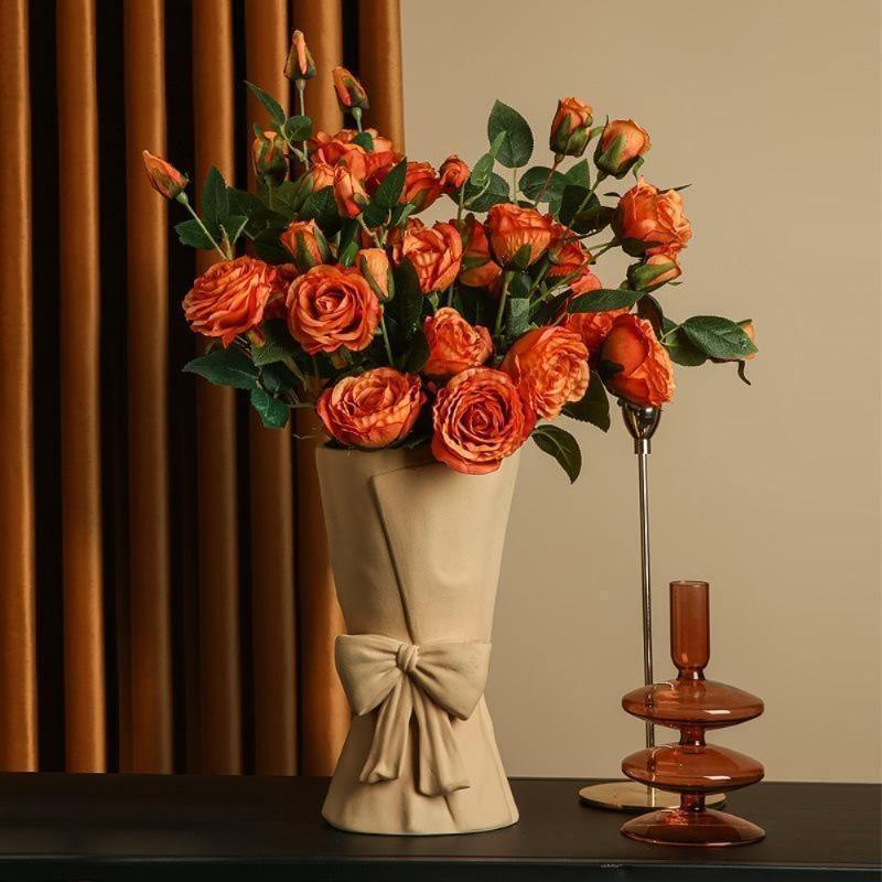 Bowknot Relief Porcelain Vase, Three Colors, view 8