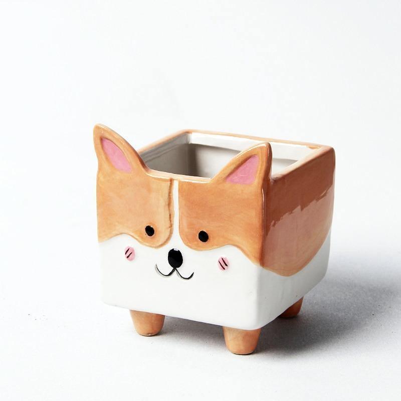 Square Animal Ceramic Planters with Drainage Hole, view 10