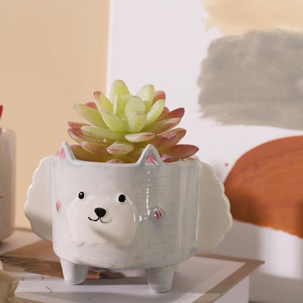 Square Animal Ceramic Planters with Drainage Hole, view 11