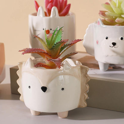 Square Animal Ceramic Planters with Drainage Hole, view 13
