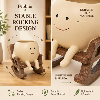 Smiling Face Planter on a Rocking Chair Base, view 3