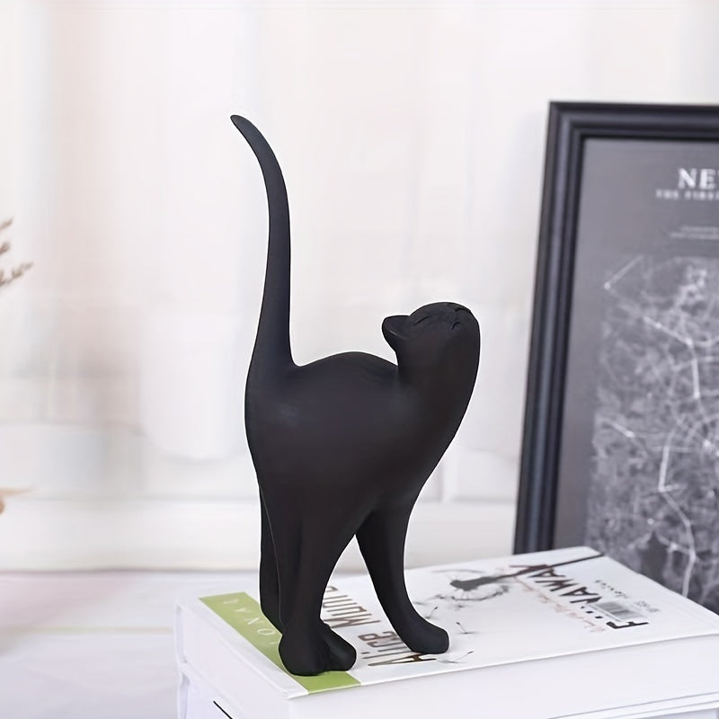 Minimalist Resin Cat Figurine, Two Poses