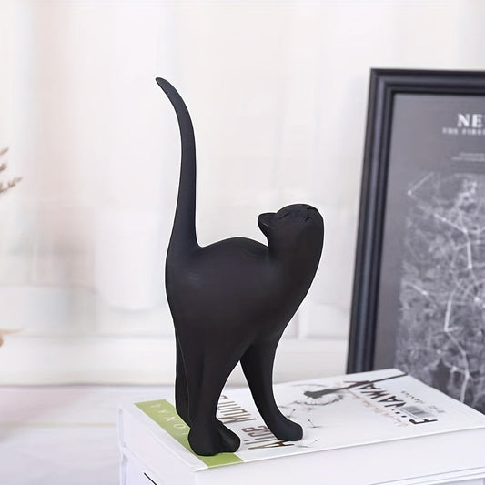 Minimalist Resin Cat Figurine, Two Poses