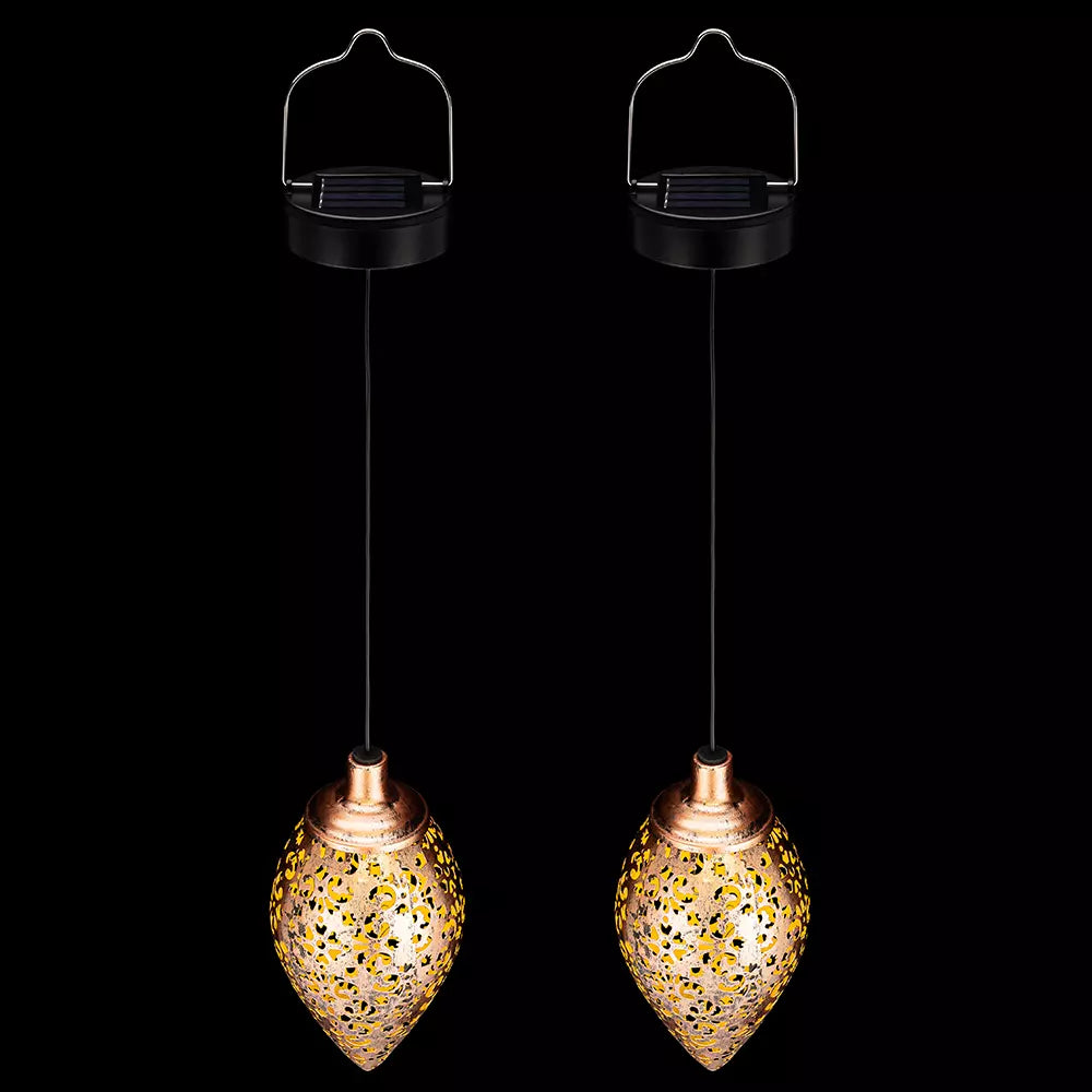 Hanging Solar Garden Lantern with Cutout Lattice, view 10