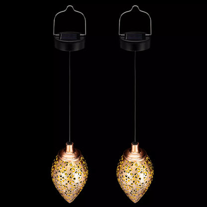 Hanging Solar Garden Lantern with Cutout Lattice, view 10