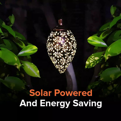Hanging Solar Garden Lantern with Cutout Lattice, view 4