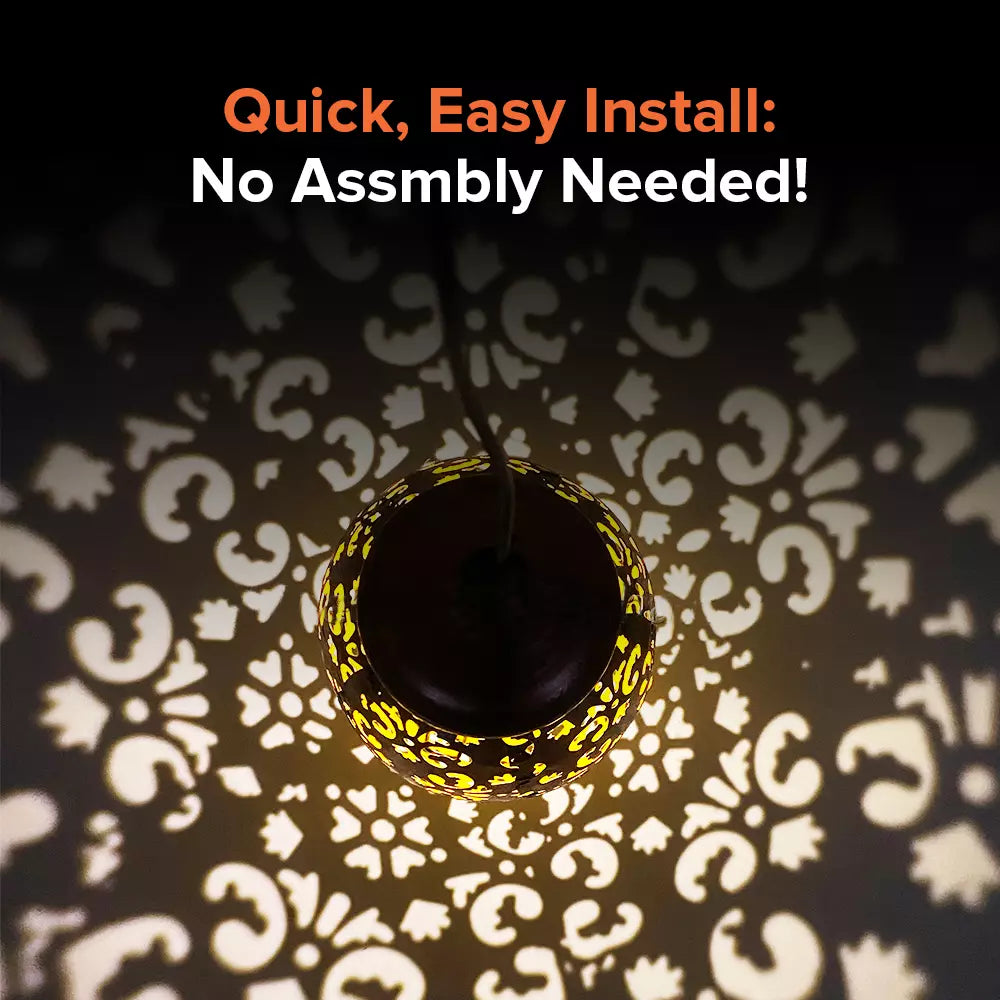 Hanging Solar Garden Lantern with Cutout Lattice, view 5