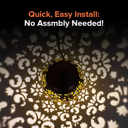 Hanging Solar Garden Lantern with Cutout Lattice, view 5
