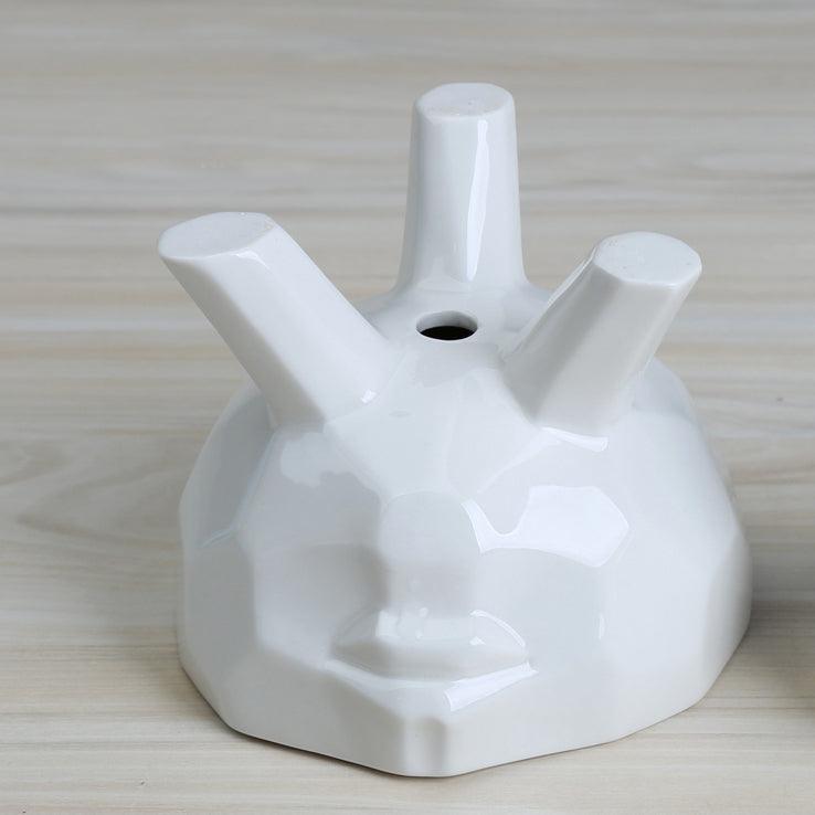 White Ceramic Face Planters, Set of 2, view 5