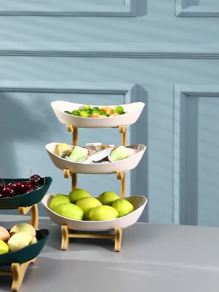 Two or Three Tier Fruit Stand with Wooden Handle, view 5
