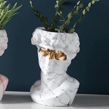 Ceramic David Head Planter and Vase, 9.45 in Tall, view 12